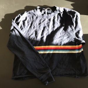 Brandy Melville Navy Long-sleeve w/ rainbow stripe